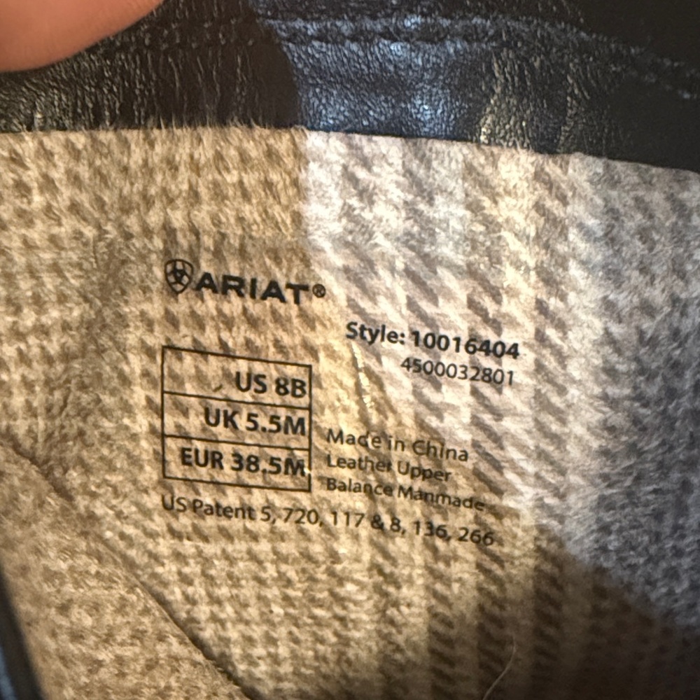 Ariat black leather grey wool boots size 8 - Picture 7 of 7